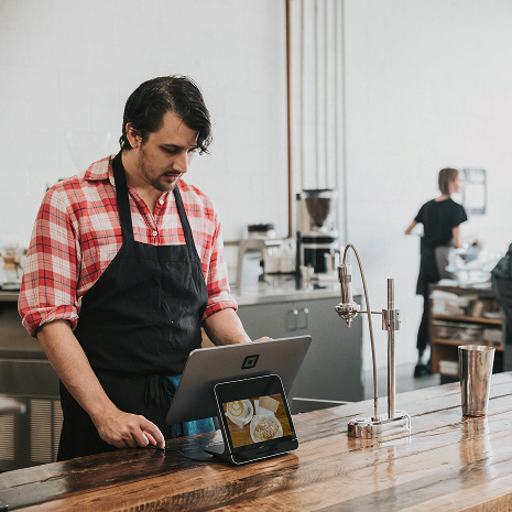 Host using tablet for ETA management